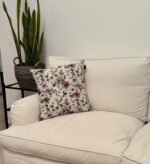 Funda de Cojín en Dos Medidas 100% Algodón Estampado Flores Tono violeta