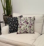 Funda de Cojín en Dos Medidas 100% Algodón Estampado Flores Tono violeta