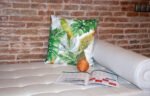 Funda de cojín tropical 45x45 cm | Loneta algodón 100% Estampado Pájaros