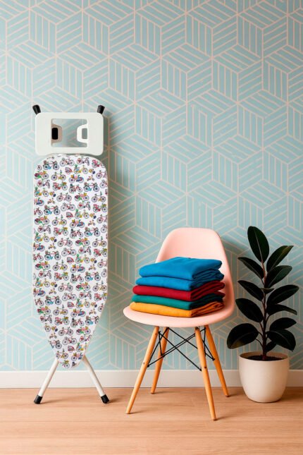 Funda para Tabla de Planchar 49x126 cm Ajustable, Estampado Bicicletas con 2 capas