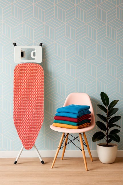 Funda para Tabla de Planchar 49x126 cm Ajustable, Estampado Colmena Rojo con 2 capas
